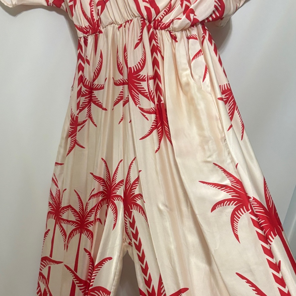 Jaki Cream Maxi Dress with Red Tropical Print - Picture 2 of 5